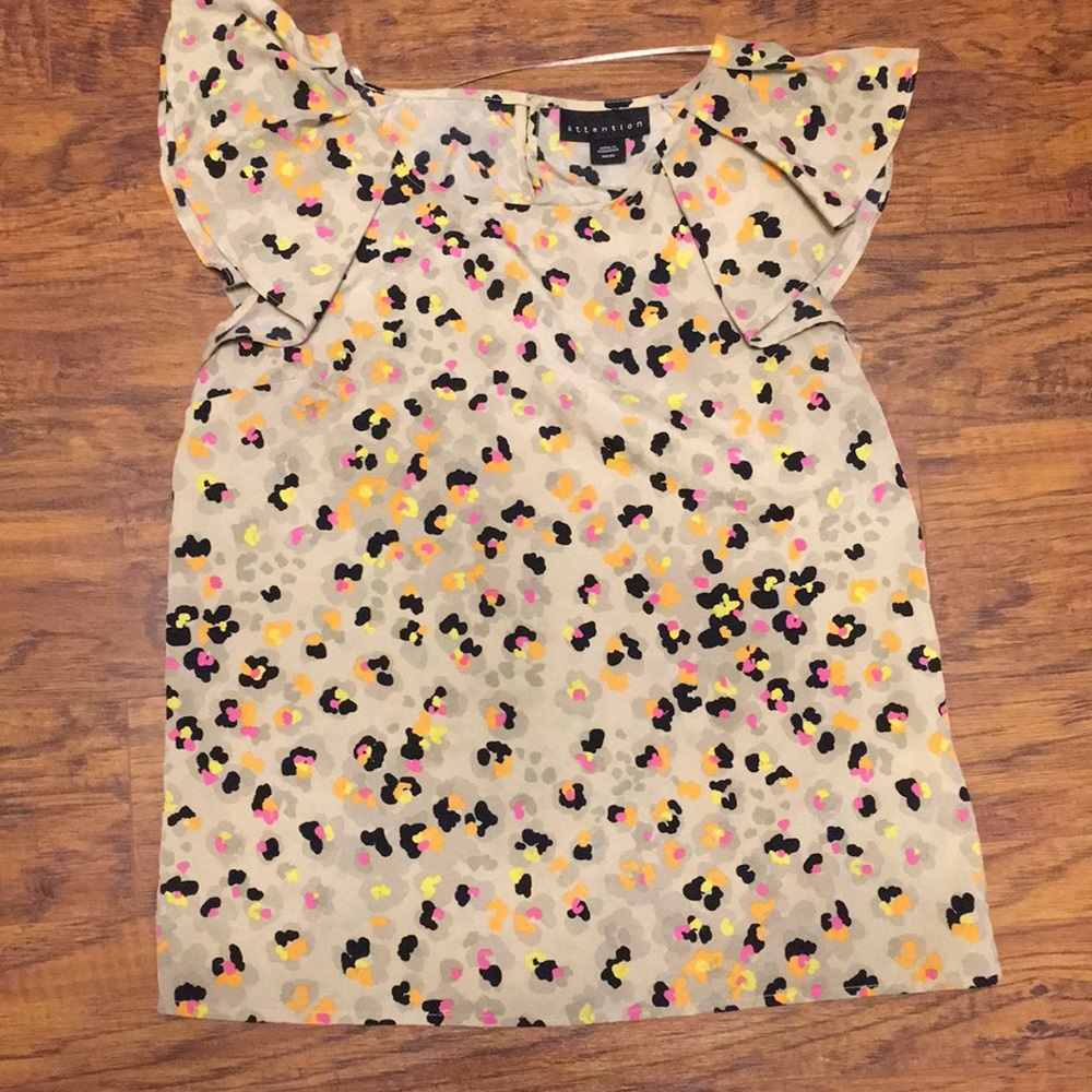 Multicolored ruffle sleeve blouse